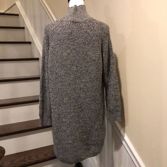 TOPSHOP Grey Marled Knit Mock Neck Long Sleeve Sweater Dress Size 8 - Picture 6 of 9